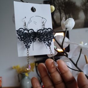Retro Gothic Black Lace Earring